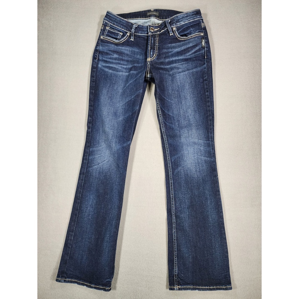 Silver Jeans Elyse Slim Boot Denim Jeans W29/L31 Low Rise Dark Wash Y2K Western